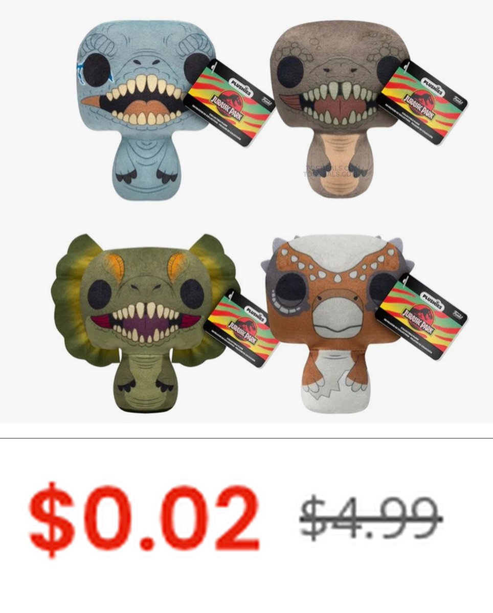 thedealsguy_'s tweet photo. $4.99 FUNKO JURASSIC PARK 6" MINI PLUSH FOR $0.02??!! 🤔

Just 2 cents at GameStop right now

Check in-store pickup &amp; see your store's stock

https://t.co/cO39YR6Dbv

(YMMV)

#ad https://t.co/U8FZsYgGrp