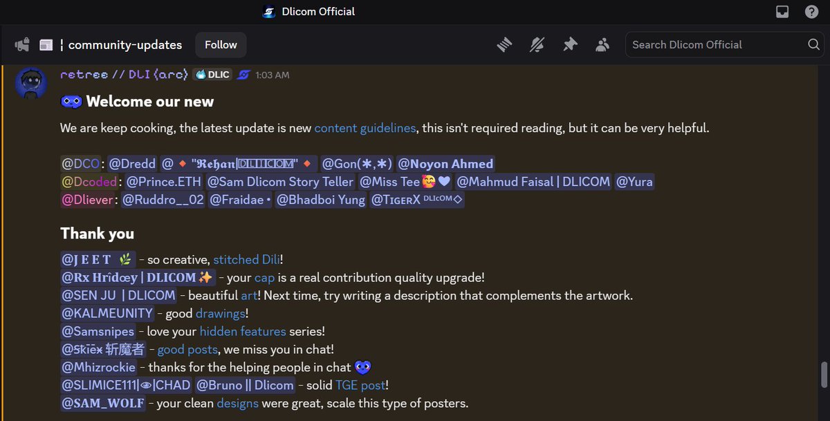 BabyCrye's tweet photo. Woah, I’m really proud of everyone who got a new role!

Congratulations to you all! Your hard work and consistency finally paid off.

Seeing your achievements honestly motivates me to keep improving and hopefully reach the same level as you all someday. Well deserved  @DlicomApp https://t.co/yXWo3K1X8Y