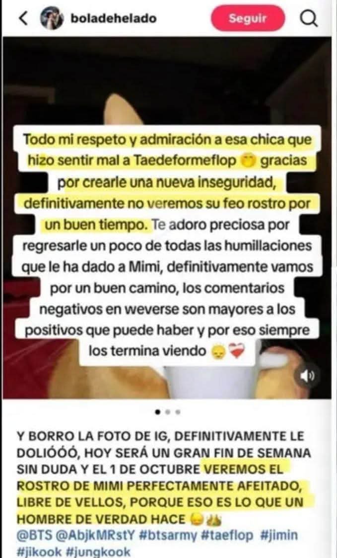 ReportThvfor's tweet photo. 🚨 ALERTA  — NÃO ESTÁ MAIS SÓ NO X ou tiktok
 
Atenção! Os ataques e ameaças contra o 🐯 se espalharam! Agora não é mais só no X  chegaram no Facebook  com grupos e contas que têm muitos seguidores e continuam espalhando ódio de forma organizada!
 
📘 No Facebook:
 
- https://t.co/o9N06XZr2R
- https://t.co/Klh0pjuStC
 
📱 No TikTok: ANTI responsável por criar vários grupos para atacar 🐯
 
- https://t.co/qqvI2nETQd
 
Essa conta do TikTok já tem centenas de seguidores e milhares de curtidas, posta comparando e rebaixando ele, e ainda diz publicamente que não é fã do grupo — só espalha discórdia!

 🔴 DENUNCIEM ASSIM:
 
- Assédio
- Ódio
- Comportamento abusivo
- Conteúdo prejudicial
 
 Denunciem! Quanto mais rápido agirmos, menos eles crescem! Protejam ele! ✊💜

Ficou bom assim? 💛