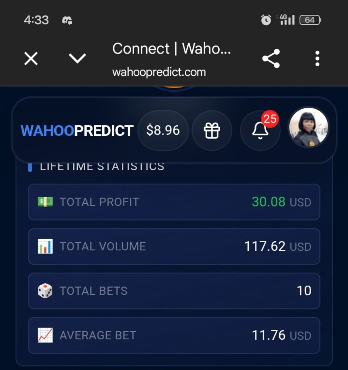Kemat04's tweet photo. I’m starting to think my biggest edge on @Wahoopredict is knowing when to leave a market alone.

I picked the ones I actually had a feeling about, stayed disciplined, and somehow walked away with $30.08 profit from 10 bets.

Maybe I should trust my gut more often. 

Try it yourself and see what markets you can read best:

 👇https://t.co/LwibCxcOc6

#Trading