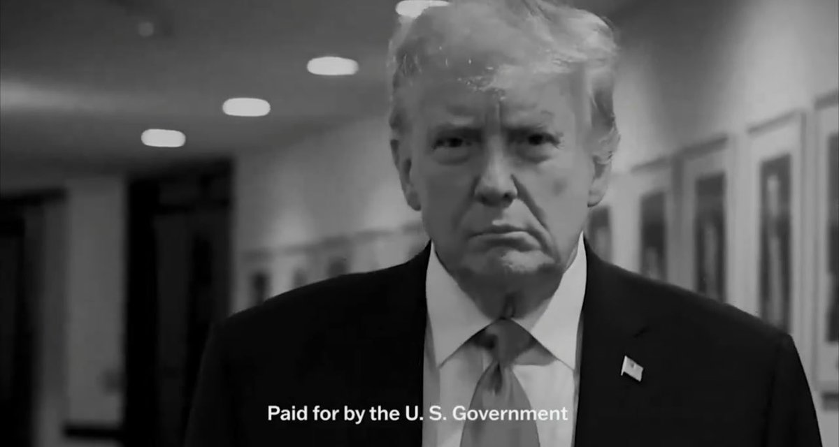 JamieBonkiewicz's tweet photo. “Paid for by the U.S. government.” I did not agree to fund this orange pedophile’s propaganda campaign. https://t.co/tRJ9hnDmjC