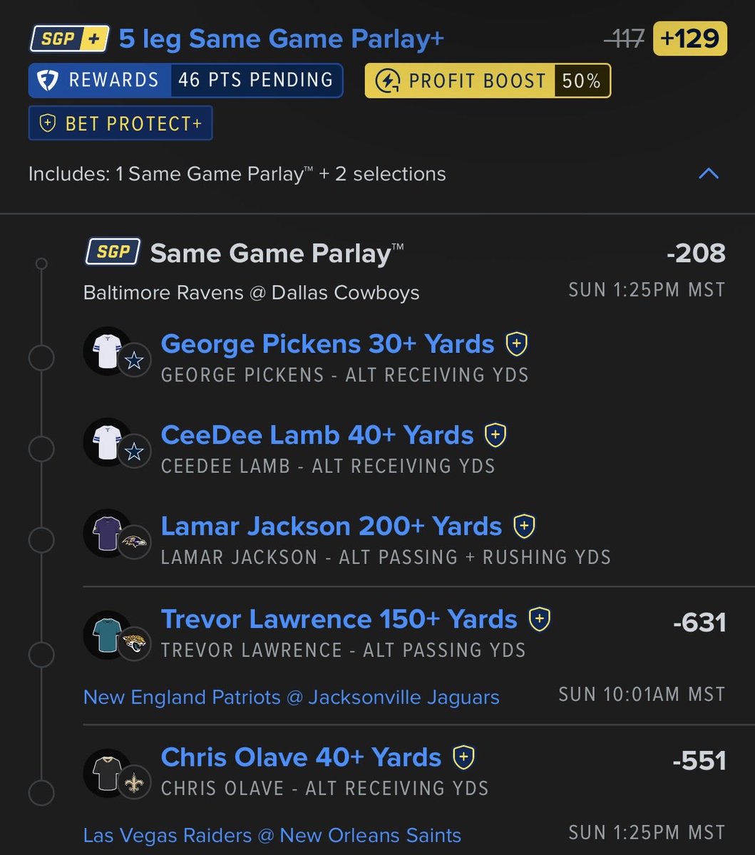 TopShelfSP's tweet photo. NFL Sunday Play it Safe Parlay 🚀

🏈 George Pickens 30+ Rec Yds
🏈 CeeDee Lamb 40+ Rec Yds
🏈 Lamar Jackson 200+ PR Yds
🏈 Trevor Lawrence 150+ Pass Yds
🏈 Chris Olave 40+ Rec Yds https://t.co/AfeXdh9OvN