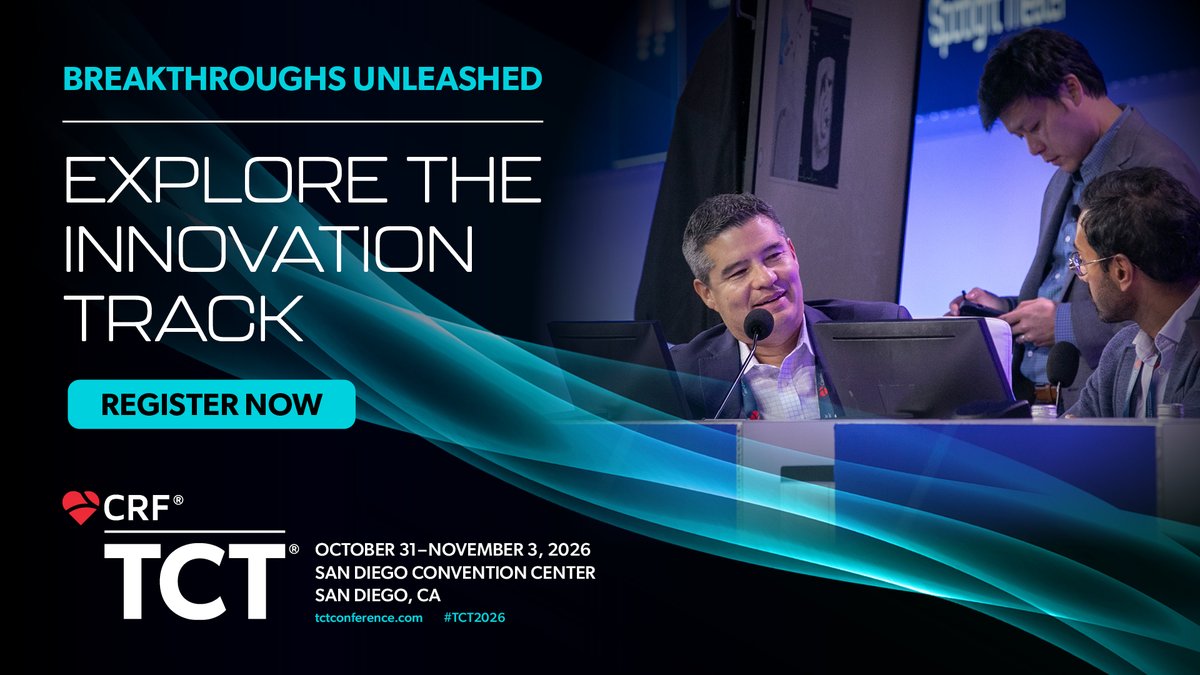 crfheart's tweet photo. 🔥 The breakthroughs everyone will be talking about start at #TCT2026. 

Explore the #Innovation Track for next-gen technologies, emerging therapies, AI-powered solutions, and the bold ideas transforming #interventionalcardiology. 

Don't just watch the future unfold. Be part of it! https://t.co/N0rciXF0wE

#CardioX #CardioTwitter #CardioEd #CardioResearch @BurkhoffMd @djc795 @ColletCarlos @georgedangas @jgranadacrf @mbmcentegart @Drroxmehran @sahilparikhmd @PopmaJeffrey @triciarawh @mirvatalasnag @TCTConference @TCTMD @m1chaella_alex @CathWhisperer @caldera_99 @SinaDaneshMD @CAESmedmd @Julio_Farjat @GolzarianH @JyotiJain_MD @DrBilal_khan @KrutarthKPandya @Shoaib9702 @IoannisSkalidis @Sticchi_Alex @ricosuruagy @ladyheart_md