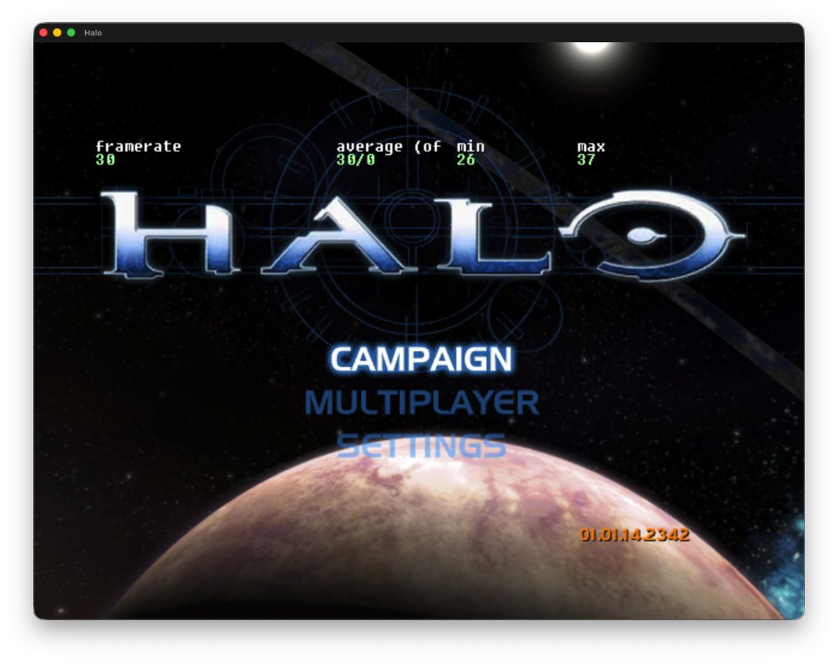 dtoxmilenko's tweet photo. I've been playing with the Halo decomp in my spare time for the last 3 days. Proof of life on macOS 26. 32bit to 64bit conversion. https://t.co/ekCM12MPI5