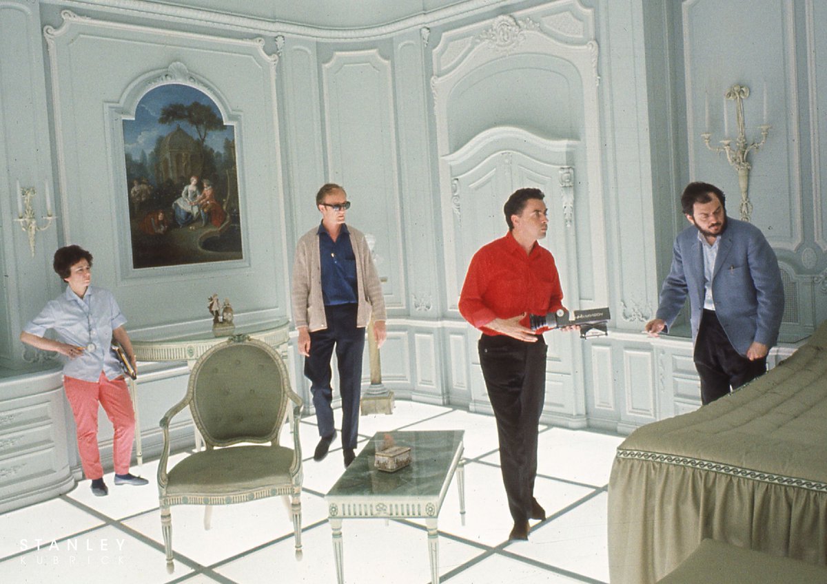 StanleyKubrick's tweet photo. Filming the iconic 'blue room' scenes of 2001: A Space Odyssey, which were lit entirely through the floor!

"One of the most unusual aspects of the live action photography on the interior sets of 2001 is that almost all lighting was an actual integral part of the set itself." - Cinematographer Douglas Trumbull

#StanleyKubrick #BehindTheScenes #FilmHistory