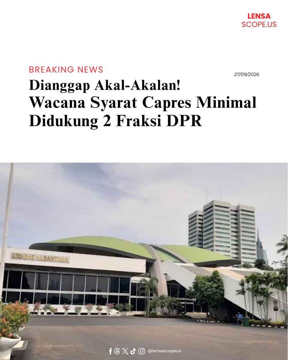 Lensa_scopeus's tweet photo. Polemik baru di panggung politik! Ketum Gerakan Rakyat Sahrin Hamid secara terbuka menyuarakan protesnya terhadap usulan ambang batas dukungan capres yang mewajibkan paslon mengantongi dukungan minimal dua fraksi di parlemen.

#jagaindonesia https://t.co/Df71TbMybL