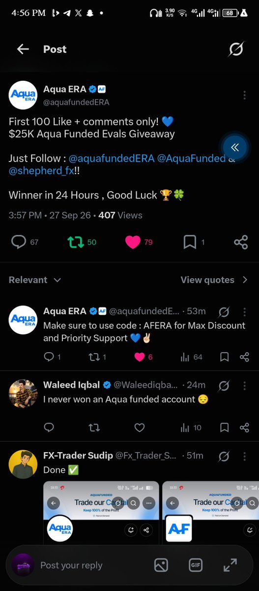 unique_algo's tweet photo. @aquafundedERA @AquaFunded @shepherd_fx Followed all tagged accounts with notifications on. https://t.co/Fjp95r9t93
