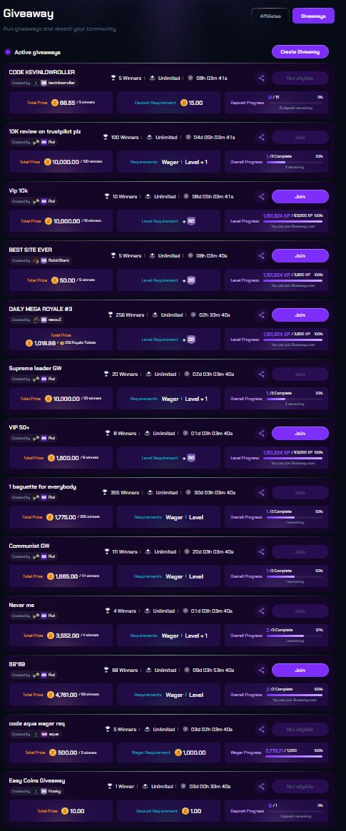 CS2aria's tweet photo. 50k+ in active g/w. no bs withdrawal requirements.

others pay influencers to promote boring sites. we give that money back directly to our community instead.

6 months in, subjectively the best cs site. by the end of this year, it won't be subjective anymore https://t.co/VnACGPdwUq