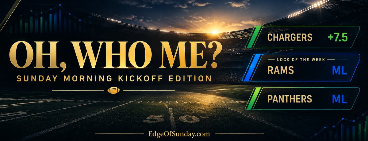 EdgeOfSunday's tweet photo. Justin Herbert vs Josh Allen with DJ Moore back!
Harbaugh starting 0-3? The weather in Buffalo and for Cam Ward and the Titans vs Skattebo and the Giants will be a factor! Keep up with the weather today....

Rams, Stafford, and that offense- which team shows up ? Australia's down-under squad? Or last week's bully?

Bryce Young vs the continued resurrection of DeShaun Watson (Lol - just kidding - the guy is still trash in every way ... although, player prop, I could see him getting a TD today) I mean vs the Browns decent D! Who's getting that win? How will the crowd respond to Watson?  

Tristan answers the question, now your turn: Who you got today?
