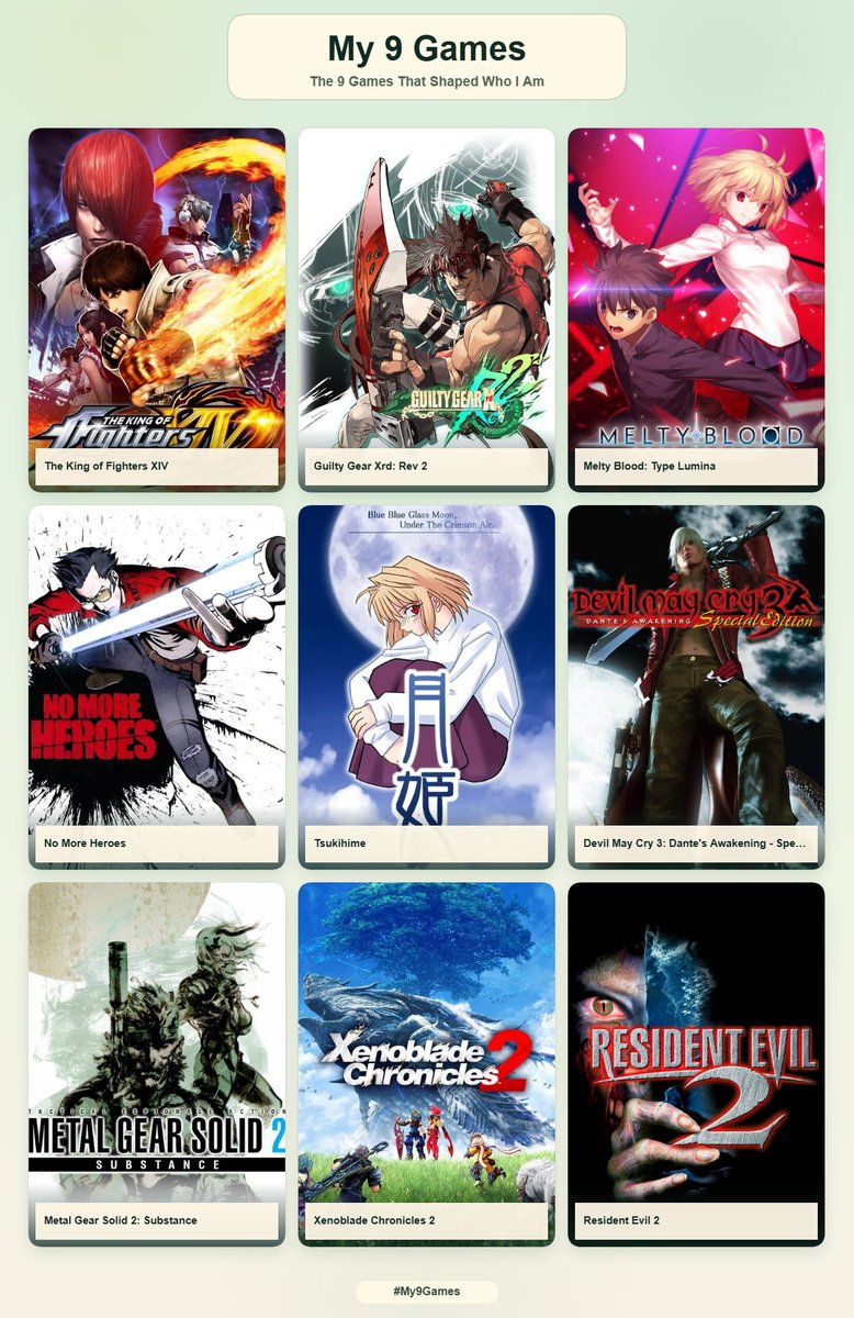DrZuulYT's tweet photo. Felt like hopping on the trend. I limited myself to three fighting games.

If you don't count Tsukhime as a game then sub it for Dead Rising. https://t.co/NVLcI00WIG