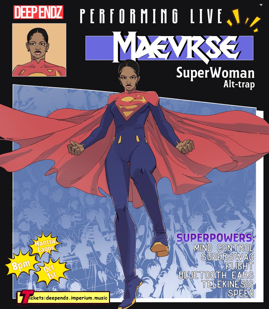 deeependz's tweet photo. Another artist has stepped into their superhero identity, and this time, it's Maevrse taking on the role of Superwoman.🦸🏿‍♀️

Who’s next? 👀 https://t.co/igZs4s4P5T