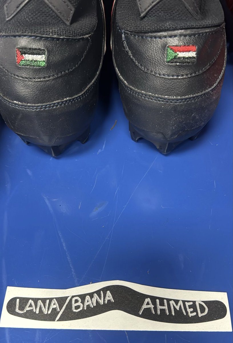 JimmyJ4thewin's tweet photo. 🚨 JUST IN: Houston Texans LB Azeez Al-Shaair is still putting Palestinian children’s names on his eye black despite being warned and fined by the NFL.

This time: Lana, 12, and Bana, 8, kiIIed with their family in an Israeli strike earlier this month. https://t.co/5UpygO8JSk