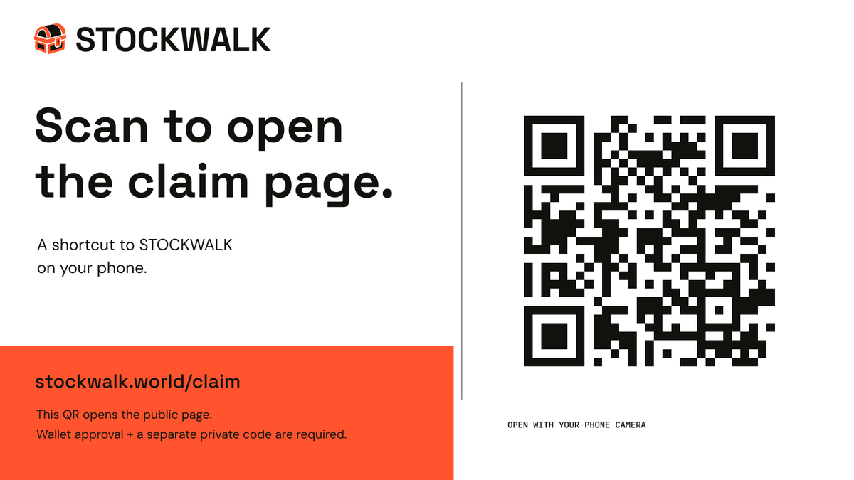 stockwalkworld's tweet photo. A shortcut to STOCKWALK on your phone. Scan this QR to open the claim page. https://t.co/kXY0NeDoLV