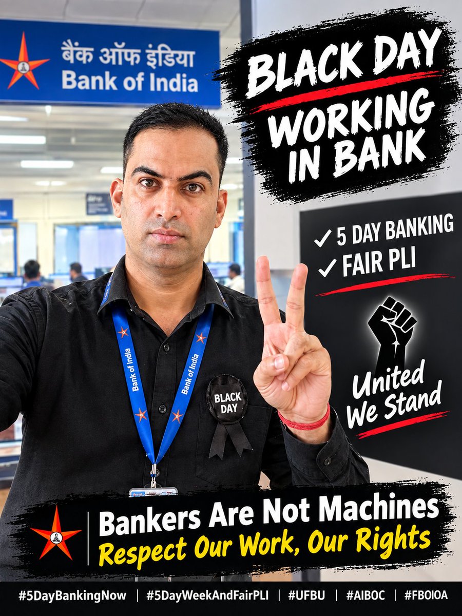 jeetsa07's tweet photo. 🖤 *BLACK SUNDAY — A PAINFUL REMINDER*

#5DayBankingNow
#5DayWeekAndFairPLI

 @UFBUIndia @AIBOC @fboioa_india
@MahatojMeena @Pinaz242681 @akhileshjod @sachinvats142 @priyanka94meena @james007081992 @nilesh_pawar15 @rupamsmail @NGOyal8819 @AshishTekale_ @ola_rameshwar @nsbhati9 https://t.co/HMJn6EcFdU