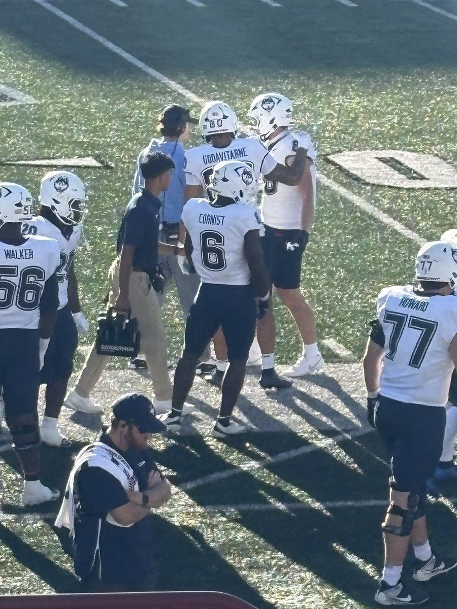 CoachKummer's tweet photo. Getting to watch former players at the next level is a special thing. Even got to catch up with some former players in attendance. Proud of these guys!

@RaphaelGreene73 - OL @ UCONN
@PlaymakerTrey - RB @ UCONN
@SeaontaStewart3 - DB @ Indiana https://t.co/5FDQCcCyiY