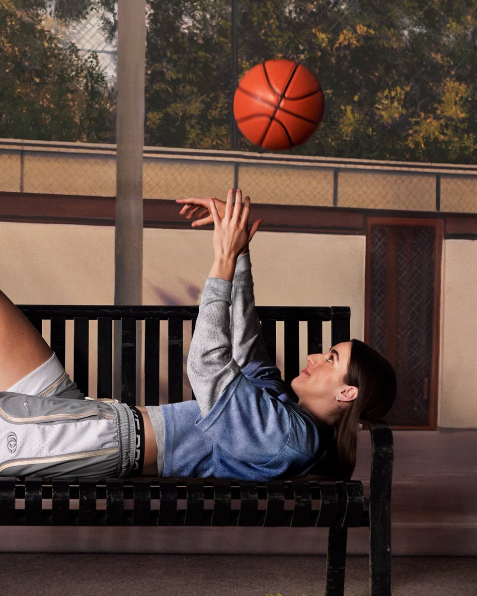 nikebasketball's tweet photo. *Just a hooper lacing up for the postseason, which is a lot like the regular season, except the stakes are higher, and the lights are brighter, and more people will be watching than ever before, and @caitlinclark22 doesn’t mind that at all. https://t.co/QkBa5jkSKU