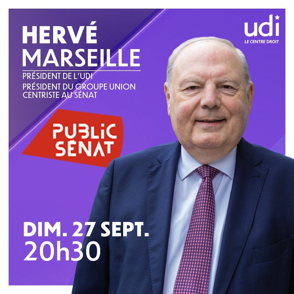 UDI_off's tweet photo. Retrouvez @HerveMarseille, Président de l'UDI et Président du groupe @UC_Senat, sur @publicsenat pour la soirée électorale des #Sénatoriales2026. https://t.co/cuHPRbn59B