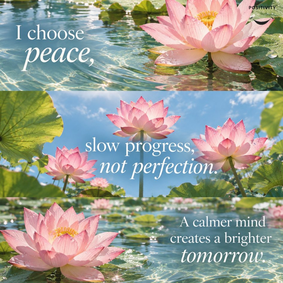 PositivitySaid's tweet photo. Peace over pressure, always. 

Slow progress still counts as progress, perfection was never the requirement. Calm your mind today, and tomorrow gets a little brighter on its own. https://t.co/ahZHXw2r9U