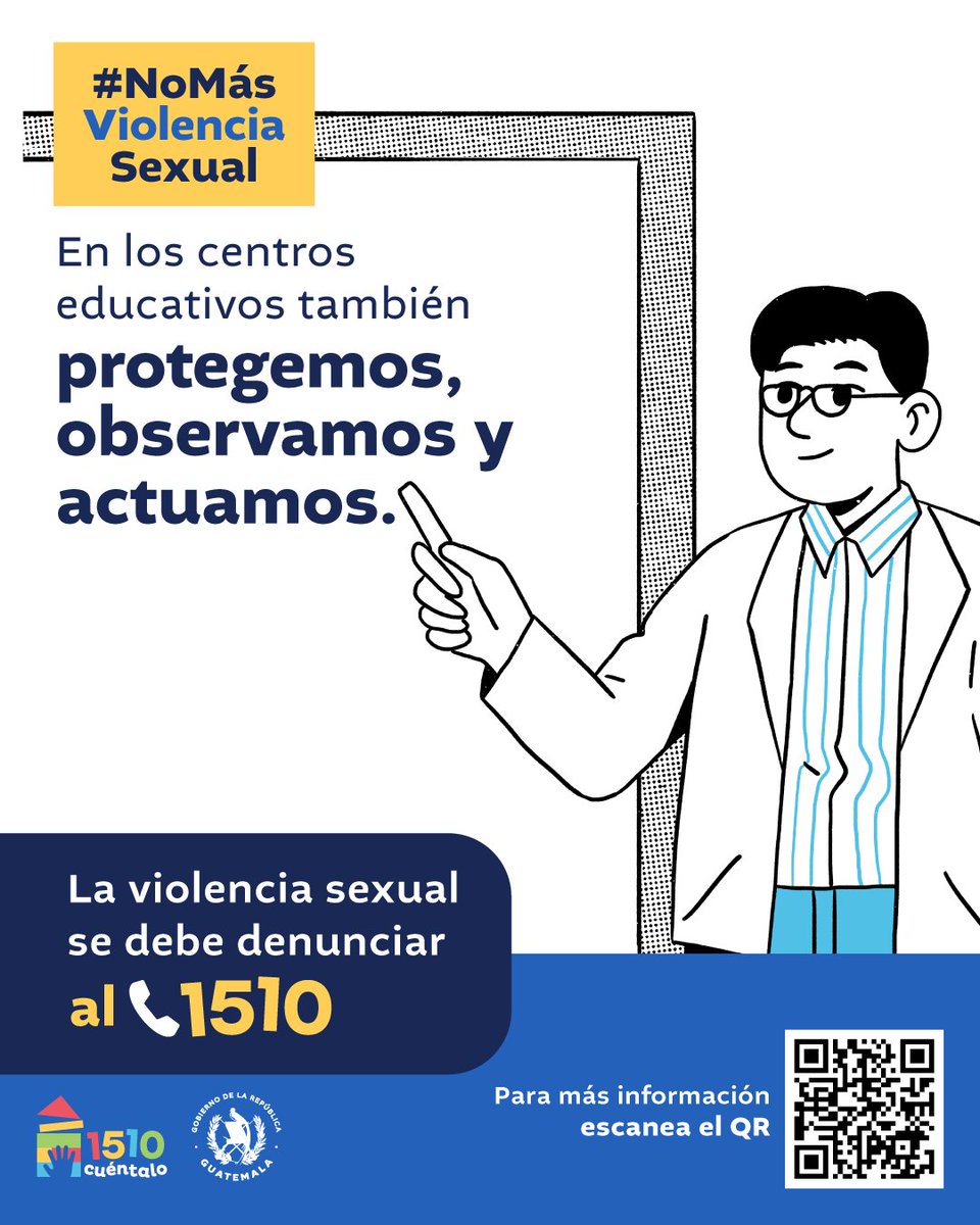 MineducGT's tweet photo. 🏫 En los centros educativos también protegemos, observamos y actuamos.
Porque la violencia sexual no se ignora, se denuncia.
📞 Llama al 1510.
#NoMásViolenciaSexual #1510Cuéntalo #Denuncia https://t.co/Ku3A394ygV