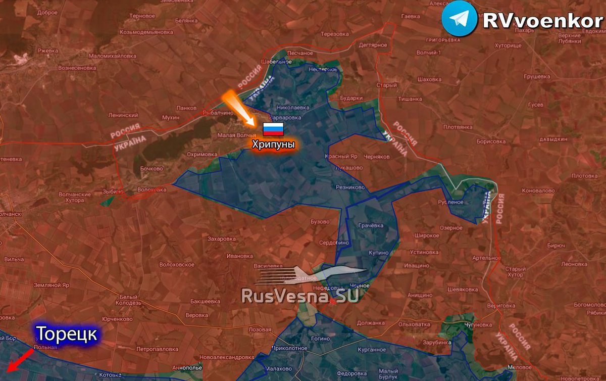 Evil_DNA_'s tweet photo. @ZelenskyyUa 🇷🇺🫡 The Russian Army has liberated Khripuny in the Kharkiv region.

▪️Assault groups from the "North" military group pushed out enemy units from the settlement and continued clearing the formed "pocket."
#WALKYRIEVZ https://t.co/Lh0VahwRCQ