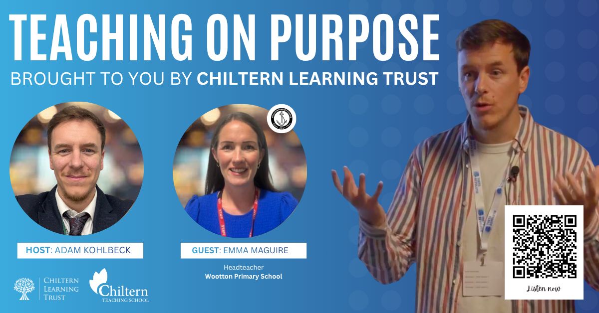 ChilternTSH's tweet photo. New Week, New Episode - Teaching on Purpose @Chilternlt! 🚨

Join our host @mradamkohlbeck and this week’s guest speaker Emma Maguire from @WoottonPrimary1 📣

Follow and Listen here: https://t.co/96L4Dkq3Xd https://t.co/BE5wNPRjTU