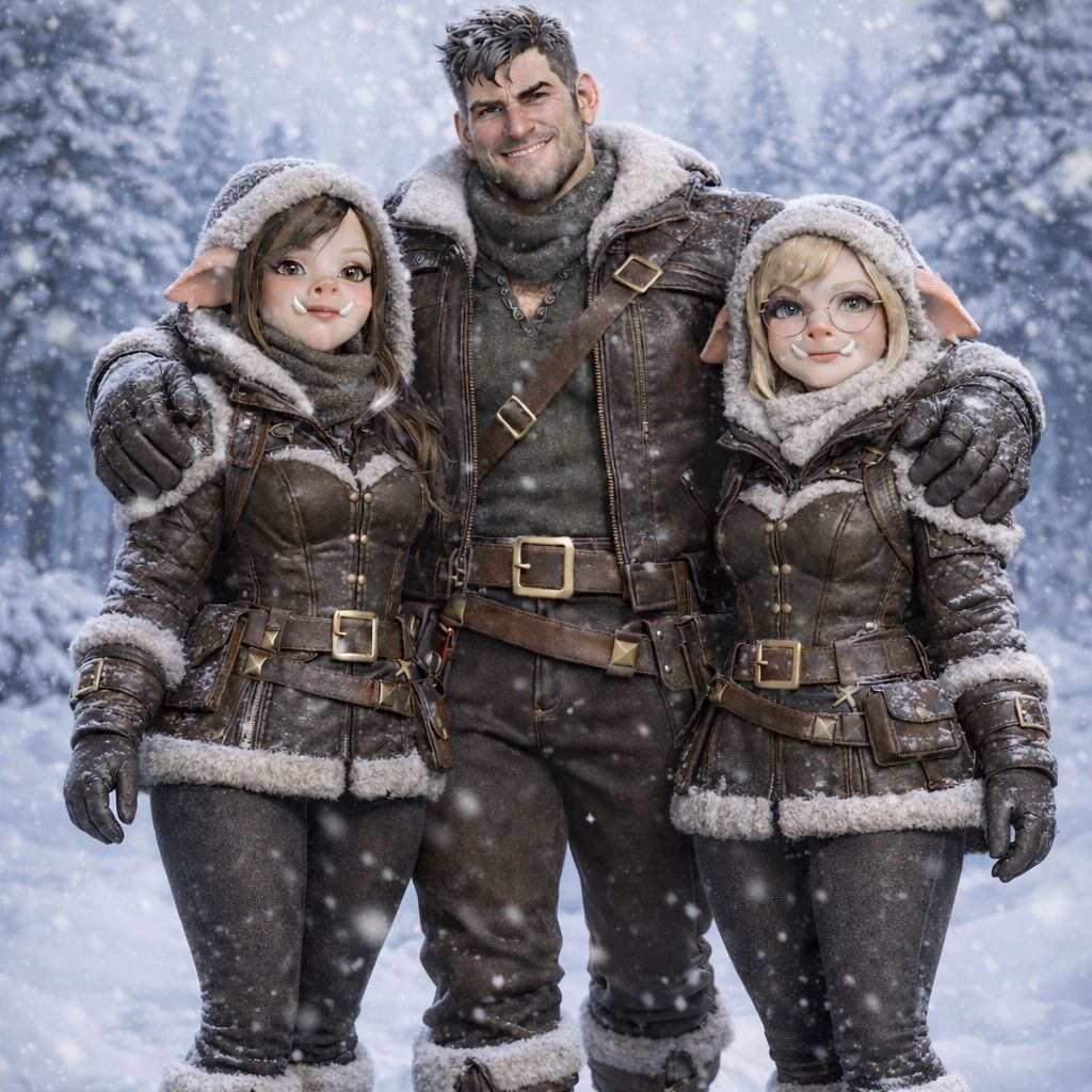 TheUnseenScribe's tweet photo. Prefer SubscribeStar? ❄️

The From Ash to Home cold-weather set is up there too — Kade, Penelope &amp; Aurelina geared up for a much colder adventure.

https://t.co/DKKvOsqtxu

#fantasyart #characterart #3drender #UnseenScribe https://t.co/02DhrfbFK7