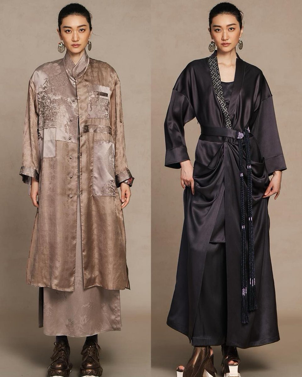 MagaliVienneau's tweet photo. Where ancient botanical heritage meets royal architecture. Introducing Zouxin’s Duster Coat and Long Robe Archive, transforming China’s planet-friendly Xiangyunsha silk into bold haute couture. Which look, 1–6, commands your style? Tell us below. https://t.co/J8pEa6LkVL