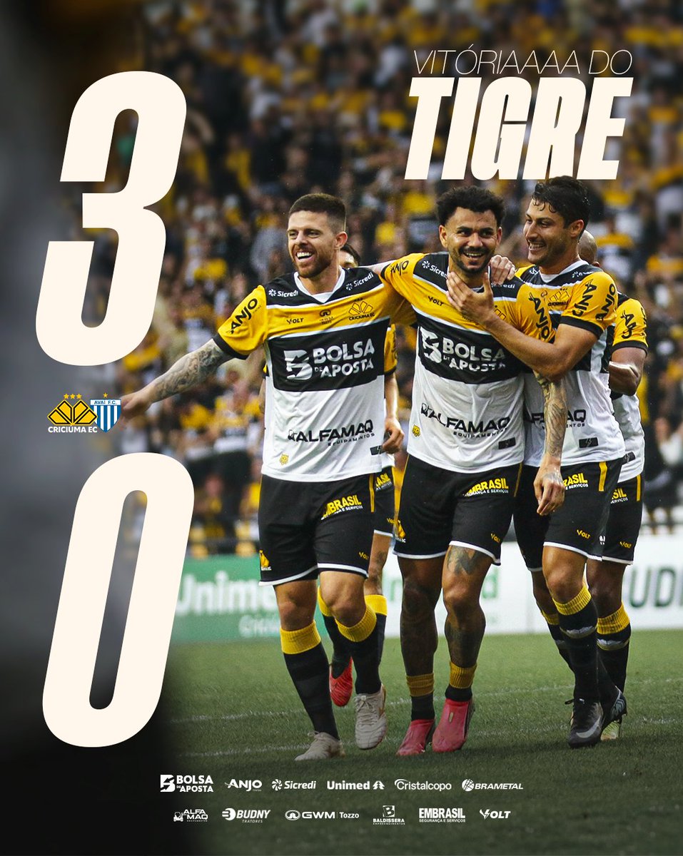 CriciumaEC's tweet photo. VITÓRIAAA DO TIGREEEE!!!! 🐯💪

📸 Celso da Luz | CEC https://t.co/ezJxykXSgv