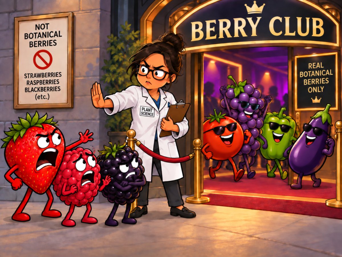 ScienceScandal's tweet photo. 🍓 Strawberries: rejected.
🍅 Tomatoes: berries.
🍌 Bananas: berries.

Botany has ruined the word “berry.” 😂

So what actually qualifies?

https://t.co/T6vLVSNAQg

#StayCurious #ScienceScandal #Botany #Berries #PlantScience https://t.co/E3VJ8vQqDV