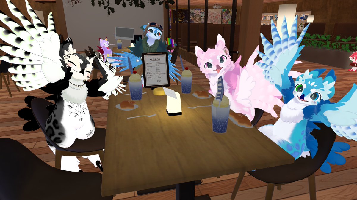 luxrix1992's tweet photo. アンシアカフェ🪶
ぶいもふでお会いした方々とやっとVRchat内で会うことができていっぱいお話しできて楽しかった！！
また行きますよ〜〜ぅ！！🐥
#vrc_unciacafe #アンシアカフェ https://t.co/Y1nLymaUl1