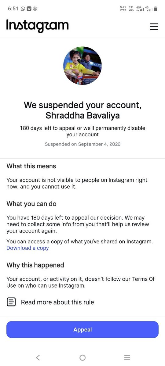 anonymous_1812_'s tweet photo. @instagram @MetaIndia has suspended the fully parent-managed account of Gujarati singer Shraddha Bavaliya (200k+ followers) without valid cause.
This is our final warning before legal action. Stop suppressing young voices and restore her account https://t.co/bzQif5kctA