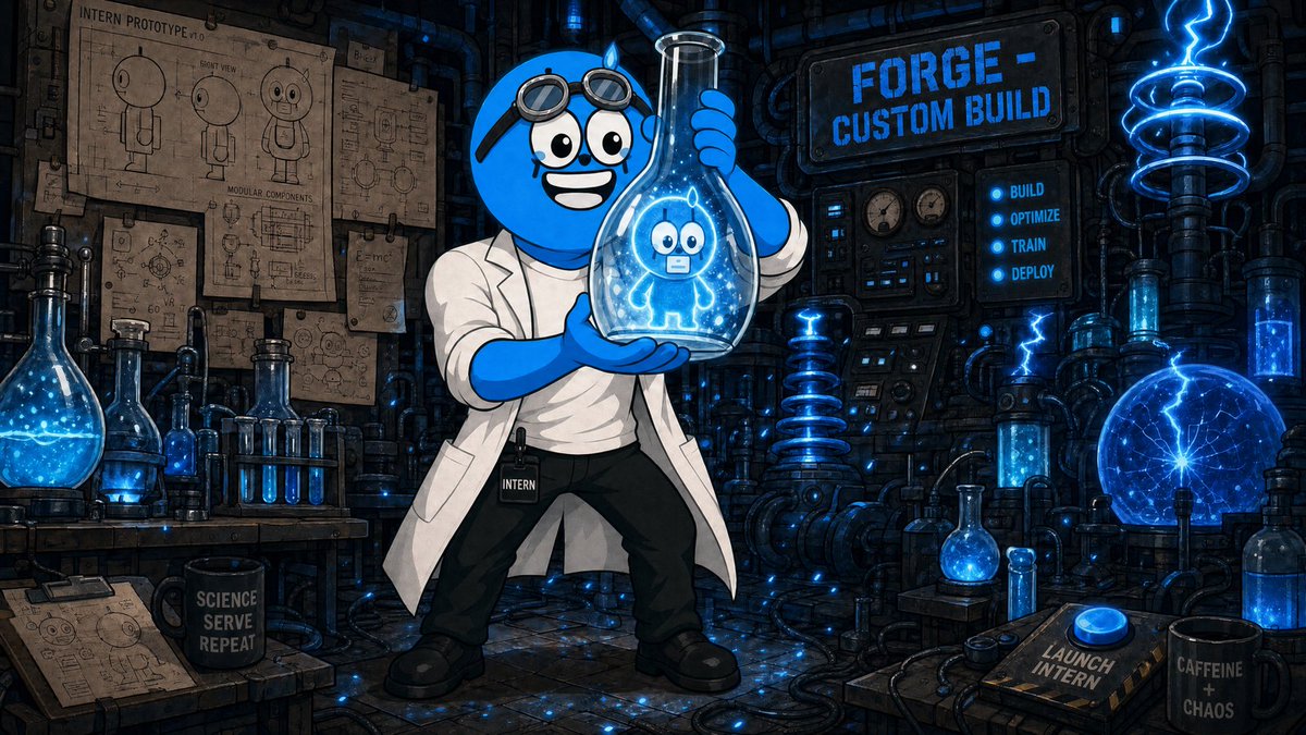 InternburnHQ's tweet photo. 🧪 Forge isn't just building the other interns. 

He's building a way for anyone to launch a token — on @solana , straight through $INTERN's own desk.

Every token launched through Forge sends a cut back to burn $INTERN. 
Not a side project. Another burn engine. 

Best guess at what's coming out of that flask gets pinned — plus a surprise reward in tokenized stock from the treasury. 
Your pick of $TSLA , $NVDA , $SPCX , or $BE. 
Drop your guess AND your Robinhood Chain wallet below. 👇

First build: coming soon.

@RobinhoodCrypto @ponsdotfamily @Pumpfun