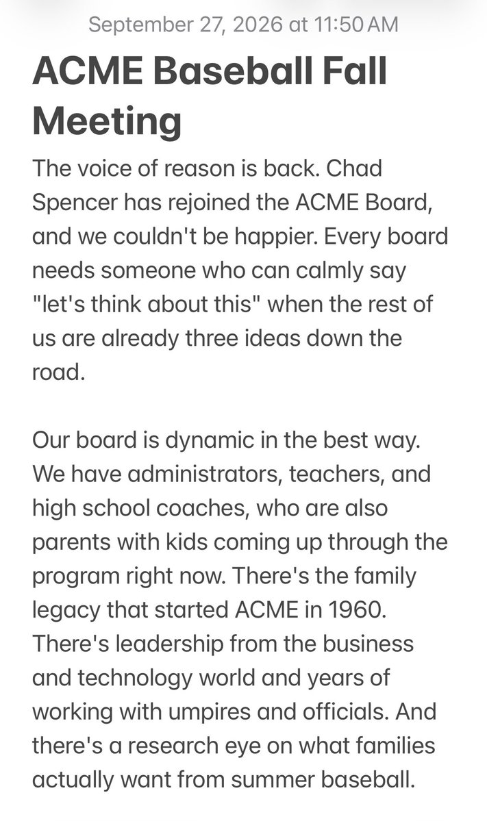 AcmeCongress's tweet photo. Sunday Morning Fall ACME Board Meeting Crew. Different backgrounds, one goal: keep summer baseball and community at the center for the players and schools that make it special: wisdom + compassion
Welcome back Chad Spencer! 
Where’s @BrunswickJeff? Oh wait, the @Browns play today https://t.co/p9PKT1ilPz