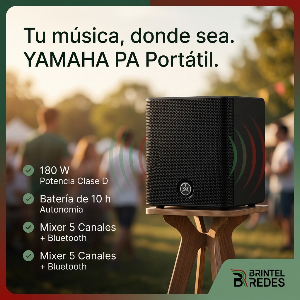BrintelMX's tweet photo. ¿Un evento al aire libre y sin enchufes cerca? Cero drama. Este sistema portátil de Yamaha te da hasta 10 horas continuas de música con su batería integrada, mixer de 5 canales y Bluetooth. La definición perfecta de llevar audio profesional a donde quieras. 🎶🔋

#AudioProfesiona https://t.co/whuanEcM7m
