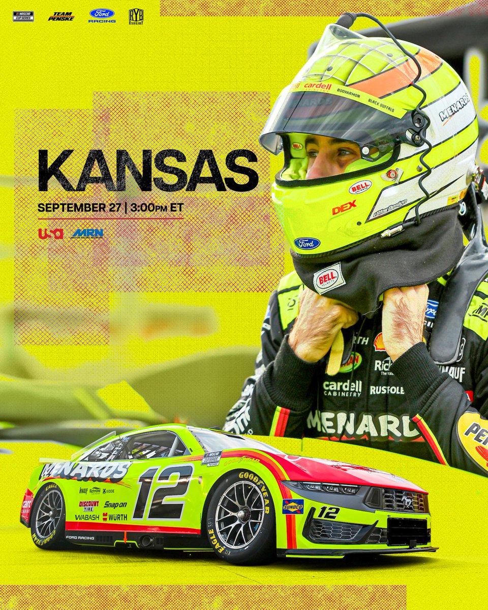 Blaney's tweet photo. RACE DAY : KANSAS ON @NASCARonUSA 3PM ET. https://t.co/A43kgi5cCY