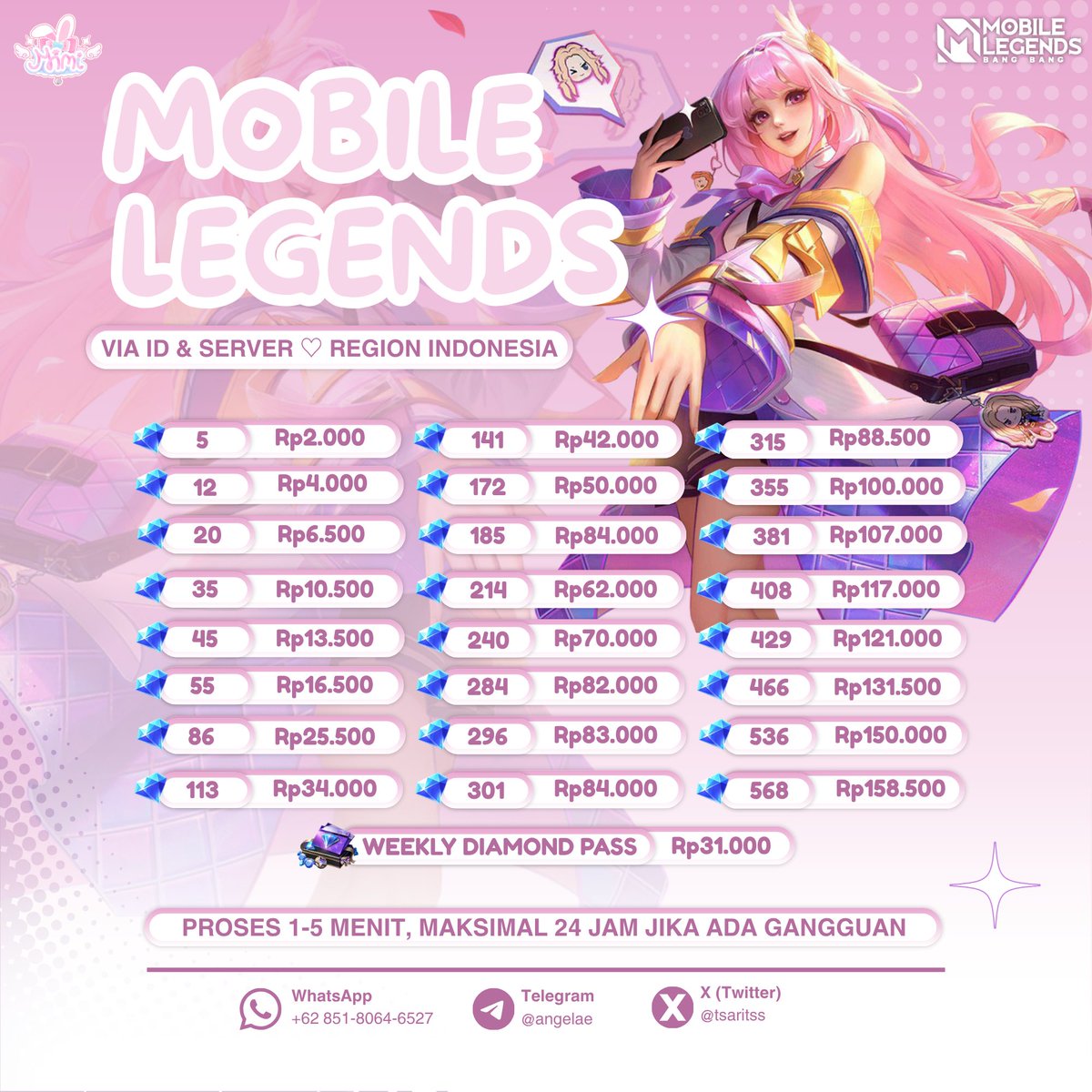 tsaritss's tweet photo. ⠀⠀౨ৎ༝ diamonds mlbb via id, region indonesia ⁺໒꒱ིྀ https://t.co/oNToAivAD9