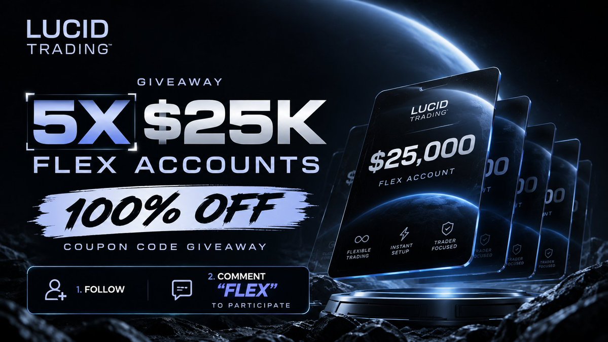 WolfyyFx's tweet photo. 🚨 5X $25K FLEX ACCOUNTS — 100% OFF 🚨

We’re giving away 5 × $25K Flex Accounts from Lucid Trading.

Want in?

→ Follow @TrustedPropHub @WolfyyFx
→ Comment “FLEX” below
→ Like and Repost the quotted post 👇🏻 

5 winners. $125K in total account value. https://t.co/M5d4OPsEJa
