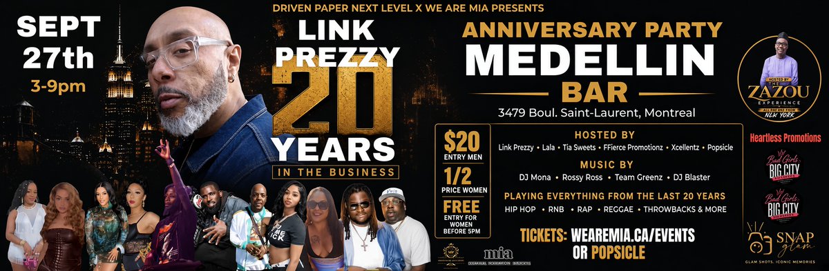 DjBlaster's tweet photo. Day Party at Medellin 3-9pm. Link Prezzy
.
#djblaster #montreal #quebec #music #blogpost #instadaily #insta #mtl #marketing #likes #wwwdjblastercom #Dj #Yuuuuuuuuuup #canada 🇨🇦 https://t.co/oLxqsz90KV