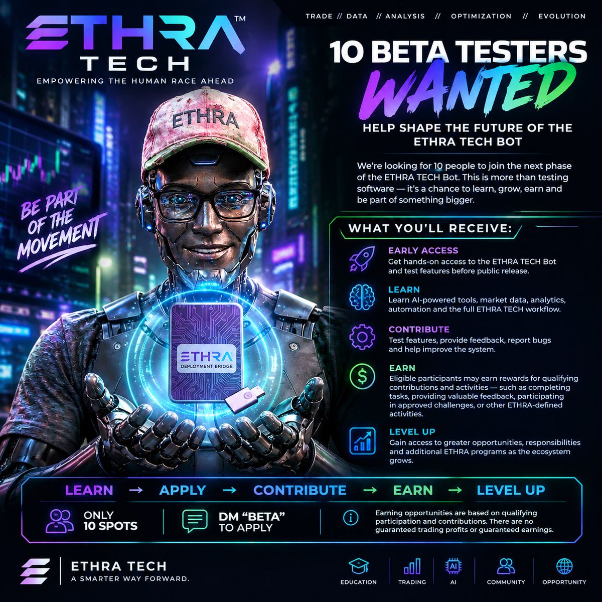 chacedouglasx's tweet photo. π¨ ETHRA TECH β 10 BETA TESTERS WANTED π¨
Weβre looking for 10 people to join the next phase of the ETHRA TECH Bot π€πβ‘οΈ
π© DM βBETAβ to apply.
Trade. Data. Analysis. Optimization. Evolution.
#ETHRA #ETRATECH #AIFLUENCY #LEARNANDEARN https://t.co/k2eAOBkZGn