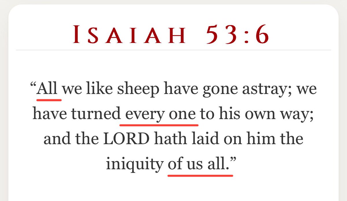beready4rapture's tweet photo. Despite Calvinism’s Limited Atonement claim, who in Israel was excluded from the sacrificial system?

When Christ was lifted up, He drew all men to Him 

“And He Himself is the propitiation for our sins, and not for ours only but also for the whole world”
—1 John 2:2 https://t.co/dGz16IfTm9