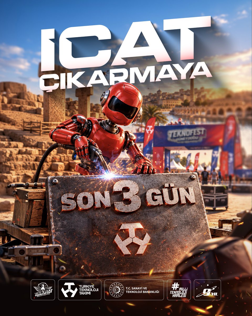 T3Vakfi's tweet photo. Başımıza icat çıkarmaya gidiyoruz.

#TeknofestGüneydoğu’ya son 3 gün 🚀 https://t.co/Pb4hjEO7Po