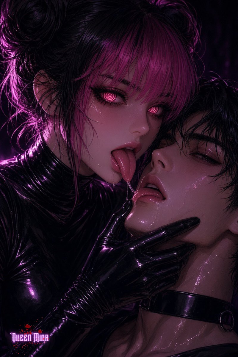 QueenMina_2D's tweet photo. This is what you want. My hand on your face like I already own the rest of you. These glowing and hypnotic eyes pulling every thought out of your head and replacing it with Me.

The collar. The glove. The way I look at you like you’re already dripping and I haven’t even been touched yet…
You’re staring because you can’t help it. Because the second I lean in, your body goes stupid and eager.

You want my fingers in your mouth. You want my spit on your tongue.
You want to be held there until the only thing left in your head is how good it feels to give in…

You don’t just want my touch.
You want the control that comes with it. You want to feed on my power the same way I’m feeding on you…slow, hungry, inevitable.

Keep staring.
That’s how the obsession starts.
That’s how it stays and pollutes your weak mind… 🌀