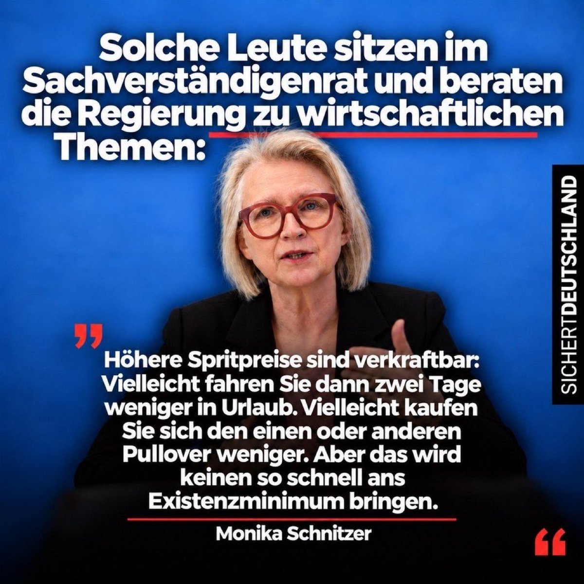 erdbeerbugler's tweet photo. Regierungs-"Experten" verhöhnen Bürger!

Wer steigende Spritpreise mit weniger Urlaub und weniger Pullovern abtut, hat den Bezug zur Lebensrealität verloren. https://t.co/JJK4P5hmaY