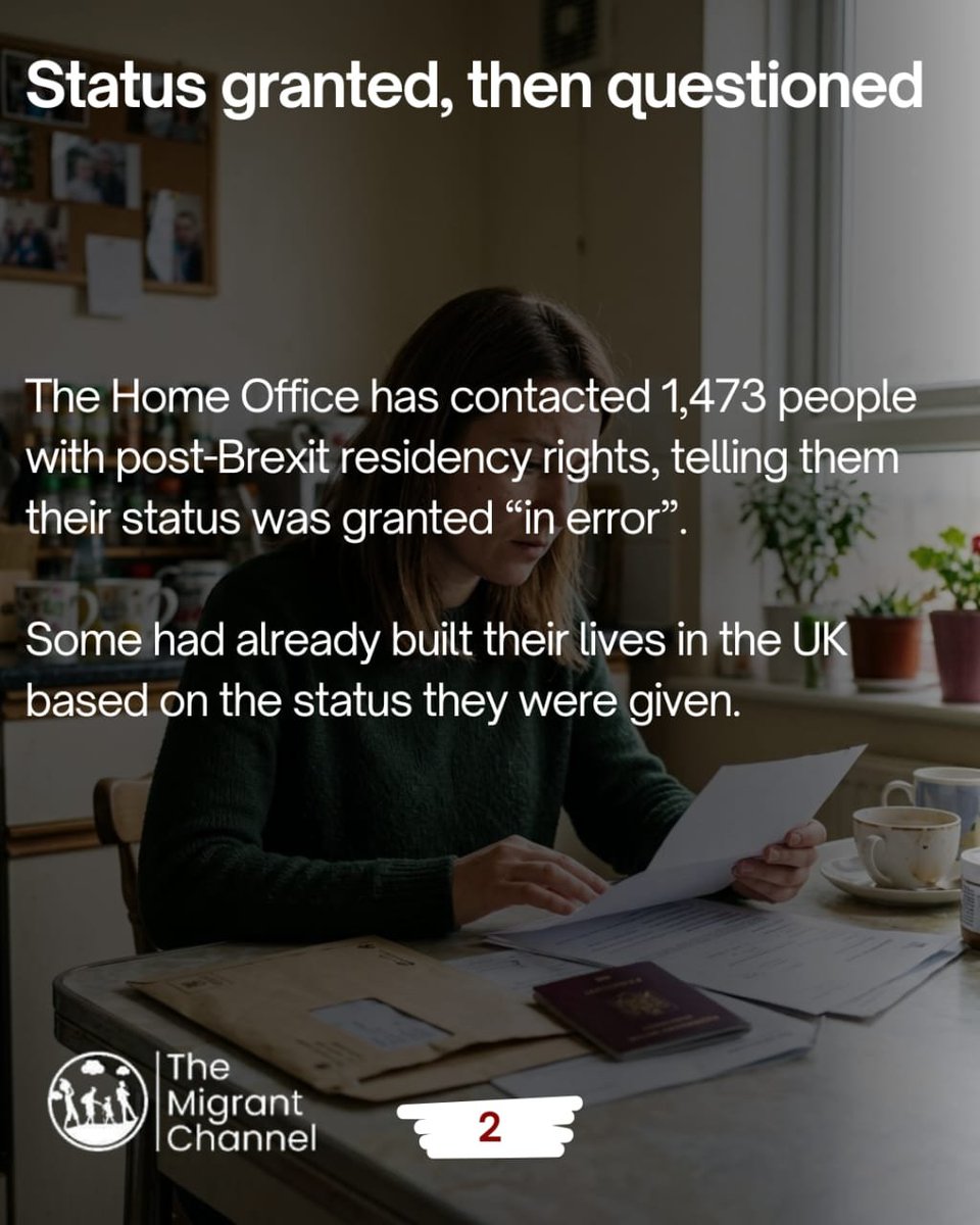 migrantchannel's tweet photo. 1,473 EU citizens have been told their post-Brexit residency status may have been granted “in error”.
Campaigners are challenging the decision as those affected face uncertainty over their families, jobs, housing and right to remain.
#Brexit #EUSettlementScheme #EUCitizens https://t.co/Ly8mI8tVzt