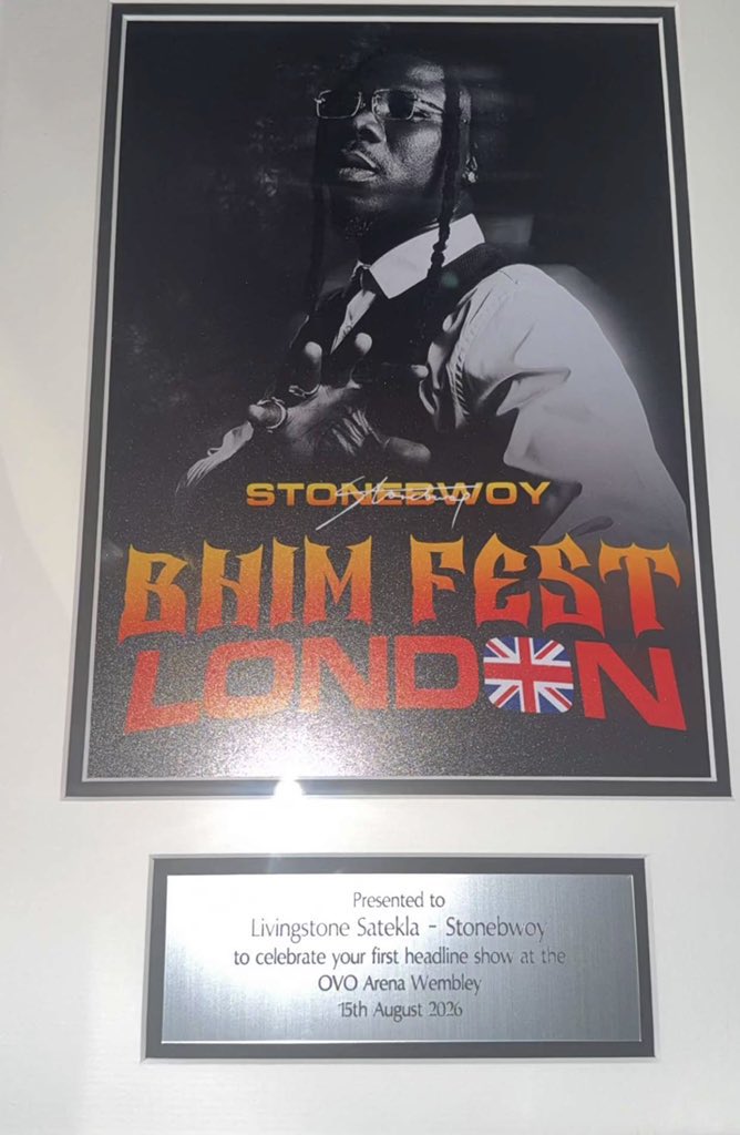 amgpagez's tweet photo. LET’S STOP REWRITING HISTORY JUST BECAUSE OF FANBASE WARS. 🇬🇭🔥

To the people desperately trying to discredit Stonebwoy’s OVO Arena Wembley achievement because Young Jonn also headlined the same venue: what exactly are you trying to prove?

Look at the plaques. They are literally recognizing the same milestone:

“Presented to [artist] to celebrate your first headline show at the OVO Arena Wembley.”

Stonebwoy received his plaque for his 15 August 2026 headline show. Young Jonn received his for his 25 September 2026 headline show.

Two different artists. Two different dates. Same historic category of achievement.

And there is one fact nobody can fan-war away: Stonebwoy’s show was the first time a Ghanaian artist headlined OVO Arena Wembley. That isn’t a fanbase slogan. The venue itself described his August 15 show as the first time a Ghanaian artiste had headlined the arena. 

So when you celebrate Young Jonn’s achievement, celebrate it. He deserves his flowers. 🇳🇬👏🏾@YoungJonn 

But don’t celebrate him by trying to erase Stonebwoy.

Young Jonn’s Wembley achievement does not cancel Stonebwoy’s Wembley achievement.

Young Jonn being Nigerian doesn’t make Stonebwoy’s Ghanaian achievement smaller.

And Stonebwoy being Ghanaian doesn’t require anybody to disrespect Young Jonn either.

What some of you are doing is not “defending your favourite artist.” You’re deliberately trying to rewrite the timeline, minimize a Ghanaian artist’s milestone and create a competition that the plaques themselves don’t even create.

The plaque doesn’t say “second best.”
The plaque doesn’t say “less important.”
The plaque doesn’t say “just performed at Wembley.”

It says FIRST HEADLINE SHOW AT OVO ARENA WEMBLEY.

And Stonebwoy’s came on August 15, 2026. Young Jonn’s came on September 25, 2026. 

You can support Sarkodie.
You can support Shatta Wale.
You can support Young Jonn.
You can support whoever you want.

But supporting your favourite artist should not require you to hate another Ghanaian artist or pretend his documented achievements never happened.

Stonebwoy made history for Ghana at that venue. Let the man have his flowers. 🌍🇬🇭 @stonebwoy 🐐🐐🐐

Argue about music. Argue about performances. Argue about your personal preferences. But don’t manufacture a rivalry and then use it to erase documented history.

FACTS DON’T NEED FANBASE PERMISSION.
HISTORY DOESN’T CHANGE BECAUSE YOU DON’T LIKE THE ARTIST.
AND STONEBWOY’S WEMBLEY MILESTONE IS HIS NOBODY CAN TAKE IT FROM HIM. 🇬🇭🔥🐐