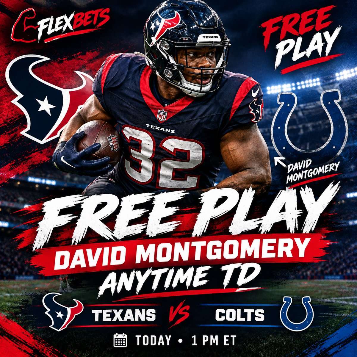 Flex_Bets's tweet photo. FREE PLAY OF THE DAY! Let’s have a Sunday! 
David Montgomery ATD!

LINK IN BIO FOR MORE! https://t.co/0Y558Sdj26