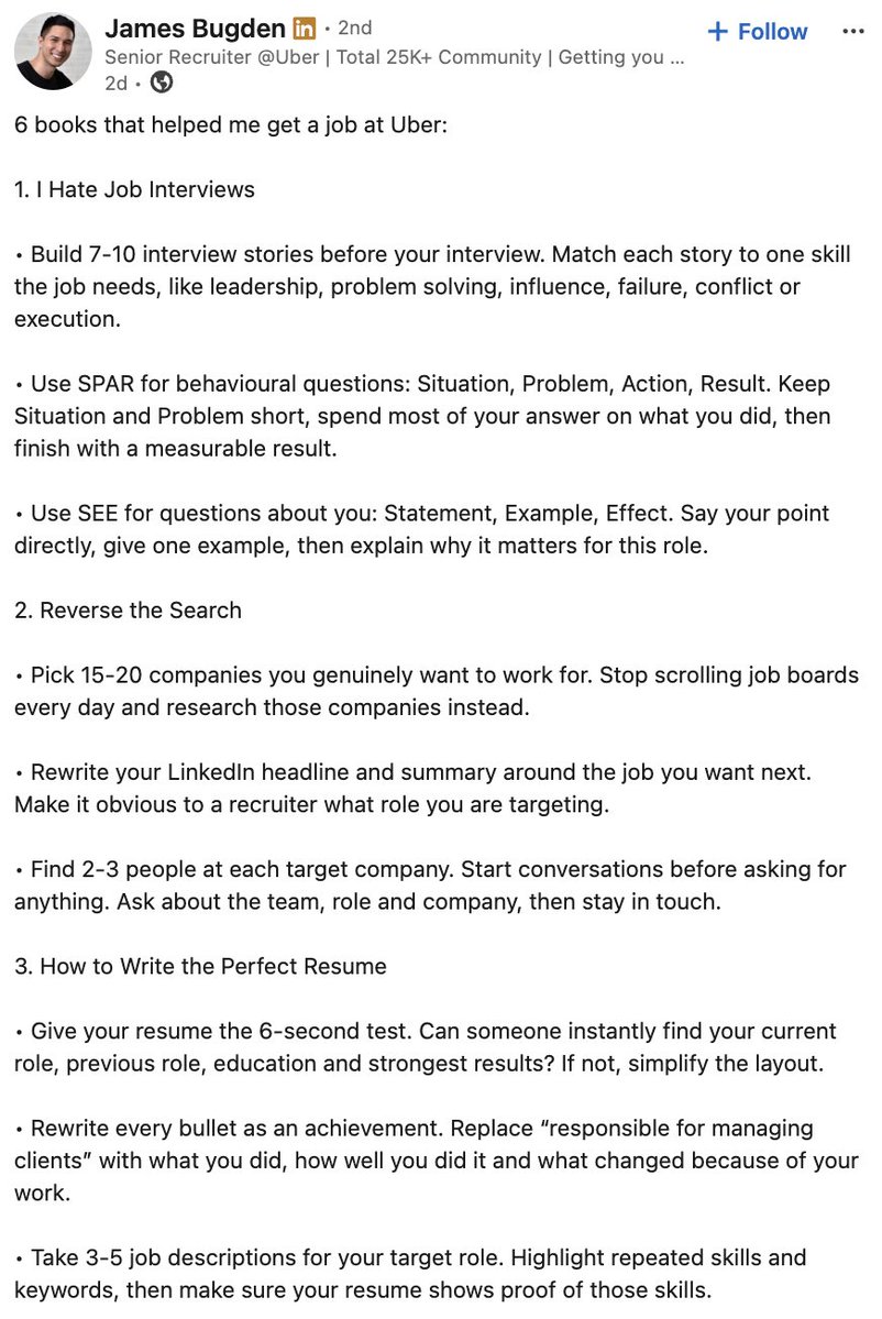 akkiex007's tweet photo. Some genuinely solid job-search advice, the idea of being intentional about your job search instead of treating it like a numbers game is something I strongly agree with.

Worth saving if you’re job hunting. https://t.co/hp5TAA54Tm