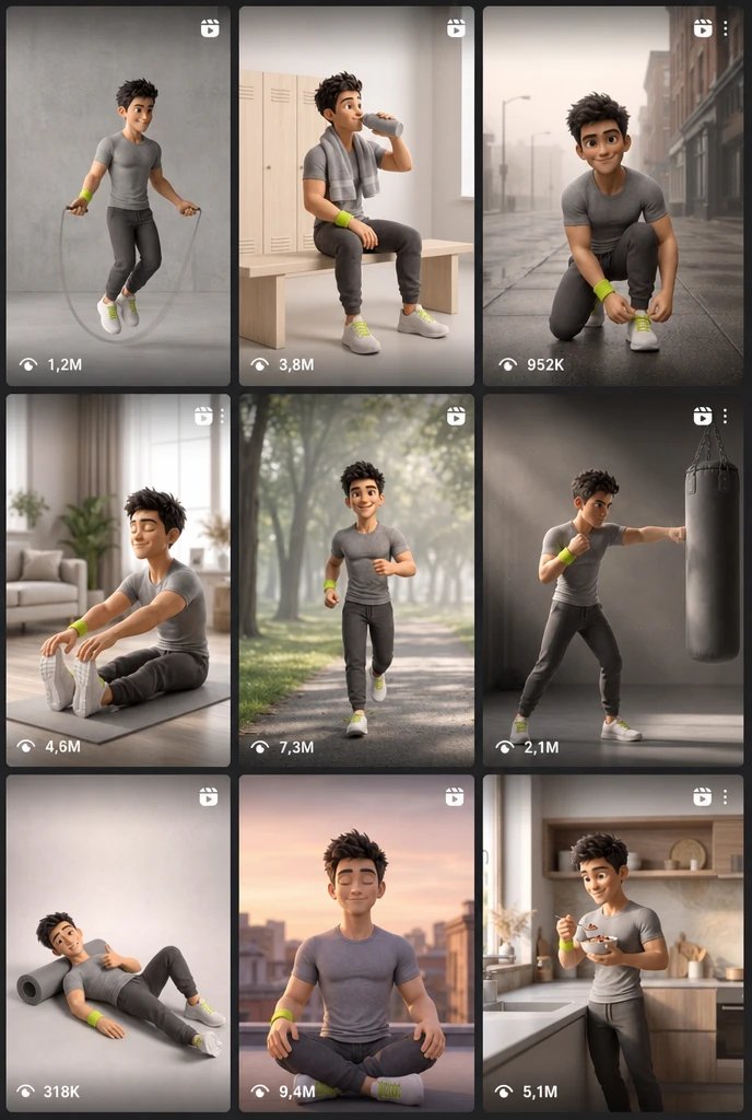 ArchiveExplorer's tweet photo. This fitness coach doesn't exist

29 seconds. 3 moves. 8M views...

One Picsart CLI for all the generation + one GitHub repo (HyperFrames) for the edit. Claude Code drove both.

here's the whole sequence:

Day 0: Lock the character. Grey tee, dark joggers, lime wristbands. GPT-Image-2 for the concept, Nano Banana Pro for the character sheet. Same face in every shot after that.

Day 1: Make the moves. Nano Banana Pro draws a keyframe per exercise, Kling v3 animates it. Squats, push-ups, plank. ~2 min per clip.

Day 2: Make him talk. Eleven v3 for the voice, OmniHuman 1.5 for the lip-sync (~3–4 min per clip), Lyria for the music.

Day 3: Hand it all to Claude Code. It writes the edit as code (HTML + GSAP): kinetic captions, step cards, form cues, a progress bar, the muscle map. HyperFrames, HeyGen's open-source video engine (~53k stars), renders it to MP4 in ~2 min.

The next 30 days: same coach, same outfit, new moves. Nothing to sell yet. You're building a face people recognize – that's what you sell later.

Then every scene becomes an ad slot. He can wear it, hold it, drink it:

Jump rope → sneakers
Locker-room water break → bottles, electrolytes
Tying laces on the street → running shoes
Breakfast → protein
Boxing bag → gyms
Rooftop meditation → fitness apps
His outfit → sportswear

The CLI makes the coach. Claude Code writes the edit. HyperFrames renders it. You sell the slot.

Week 1: character + 3 routines
Week 2: post daily, test hooks
Week 3: keep what holds attention, cut the rest
Week 4: your best clips on one page = your media kit
Month 2: pitch sportswear, protein, gyms, fitness apps
Month 3: same system, second coach

Cost: ~235 Picsart credits all-in, rejected takes included. HyperFrames: open-source (Apache-2.0). Claude Code: your own subscription.

save this and read the article below: