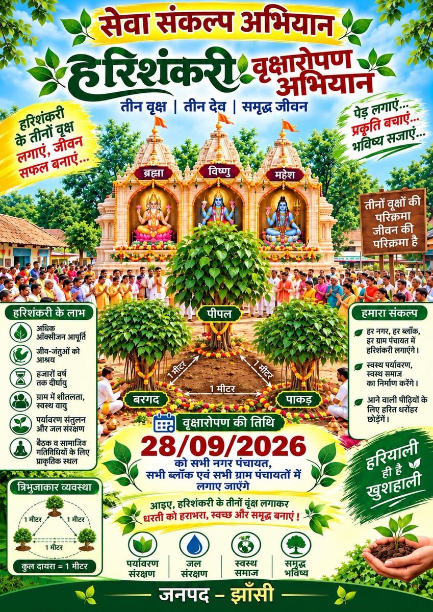 CdoJhansi's tweet photo. सेवा संकल्प अभियान
जनपद झाँसी में 1300 से अधिक स्थानों पर वृक्षारोपण कर प्रकृति संरक्षण और हरित भविष्य की दिशा में एक सार्थक संकल्प।

“प्रकृति को जितना देंगे, आने वाली पीढ़ियाँ उतना ही पाएँगी।”

@Jhansi_DM @CMOfficeUP @UPGovt 

#dmjhansi #cmofficeup #infoup #ChiefSecretaryUP
#सेवा_संकल्प_अभियान #वृक्षारोपण #जनपद_झाँसी #पर्यावरण_संरक्षण #हरित_भविष्य