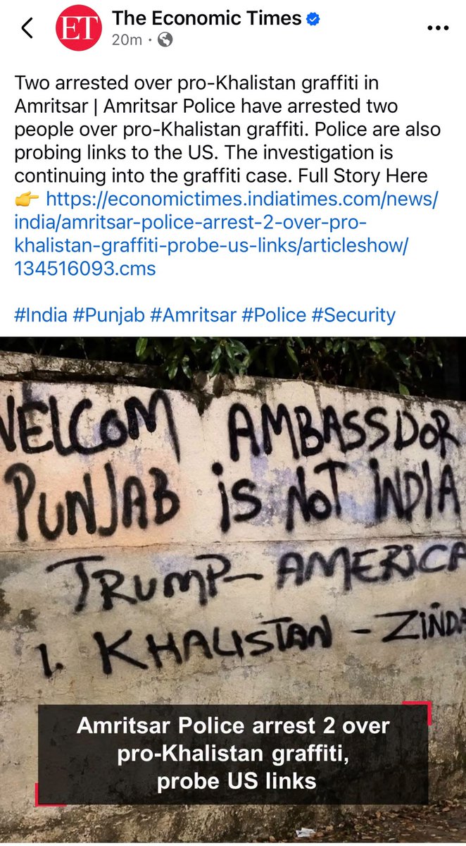 SFJ_US_Official's tweet photo. BREAKING:
Pro Trump Pro America Slogans In Amritsar: 
SFJ General Counsel Pannun Criminally Charged by Modi Government for “Challenging National Integrity”

@realDonaldTrump @POTUS @USAmbIndia 
@SecRubio @StephenM @StevenCheung47 @SergioGor

Should Trump’s America file criminal cases against Indian-American Hindus who “aid and comfort” Hindustan PM Modi?

As Modi’s India has CRIMINALIZED “Trump–America — Khalistan Zindabad” slogans by filing a case against SFJ General Counsel Gurpatwant Singh Pannun for challenging India’s “National Integrity” and terming these slogans a “threat to peace.”

Background:

Ahead of U.S. Ambassador Sergio Gor’s visit to Amritsar, pro-America Khalistan Referendum Sikhs painted slogans across the city, including:

“WELCOME AMBASSADOR GOR — BUT PUNJAB IS NOT INDIA”

“TRUMP–AMERICA — KHALISTAN ZINDABAD”

“PUNJAB HUL KHALISTAN”

“I challenge the Modi Government to prosecute me for advocating the Khalistan Referendum — AND explain to President Trump why expressing support for America and welcoming the U.S. Ambassador has been branded a ‘threat to peace.’

I will continue to advocate for Khalistan through the ballot, and I will continue to stand with America. Neither is a crime.”

— Gurpatwant Singh Pannun
SFJ General Counsel

https://t.co/e1O84h2q5P